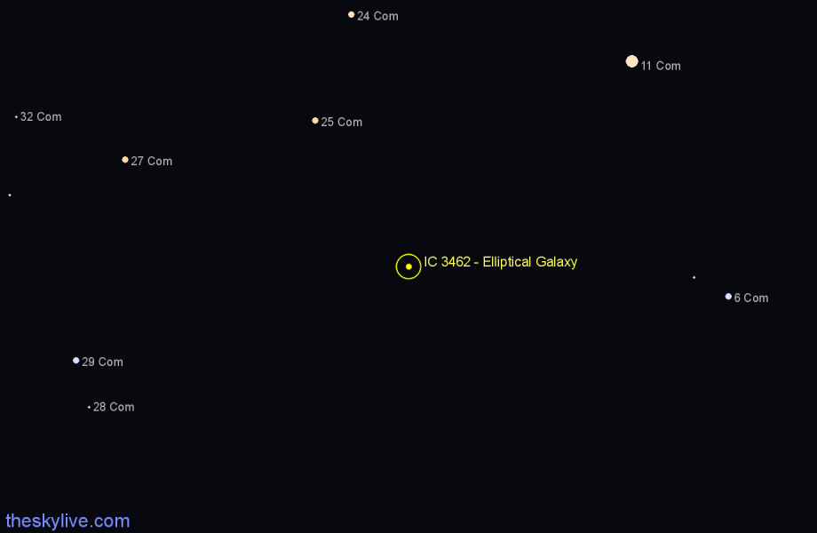 Finder chart IC 3462 - Elliptical Galaxy in Coma Berenices star