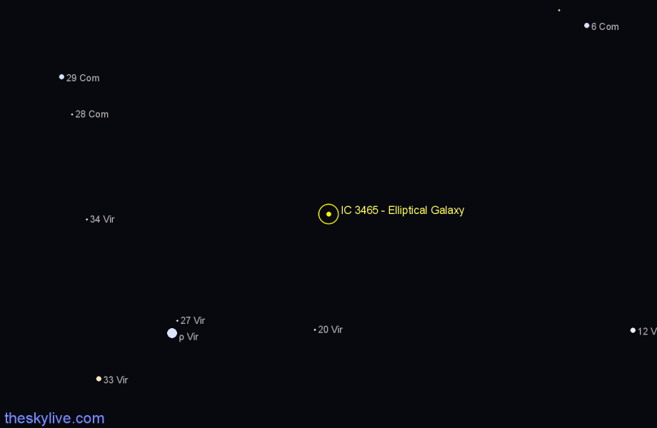 Finder chart IC 3465 - Elliptical Galaxy in Virgo star