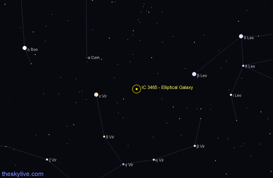 Finder chart IC 3465 - Elliptical Galaxy in Virgo star