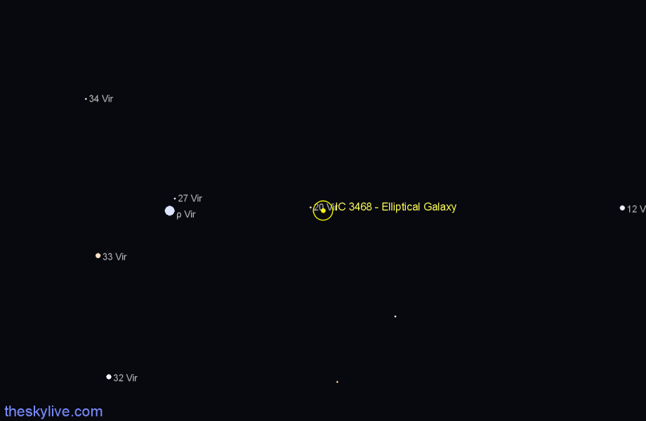 Finder chart IC 3468 - Elliptical Galaxy in Virgo star