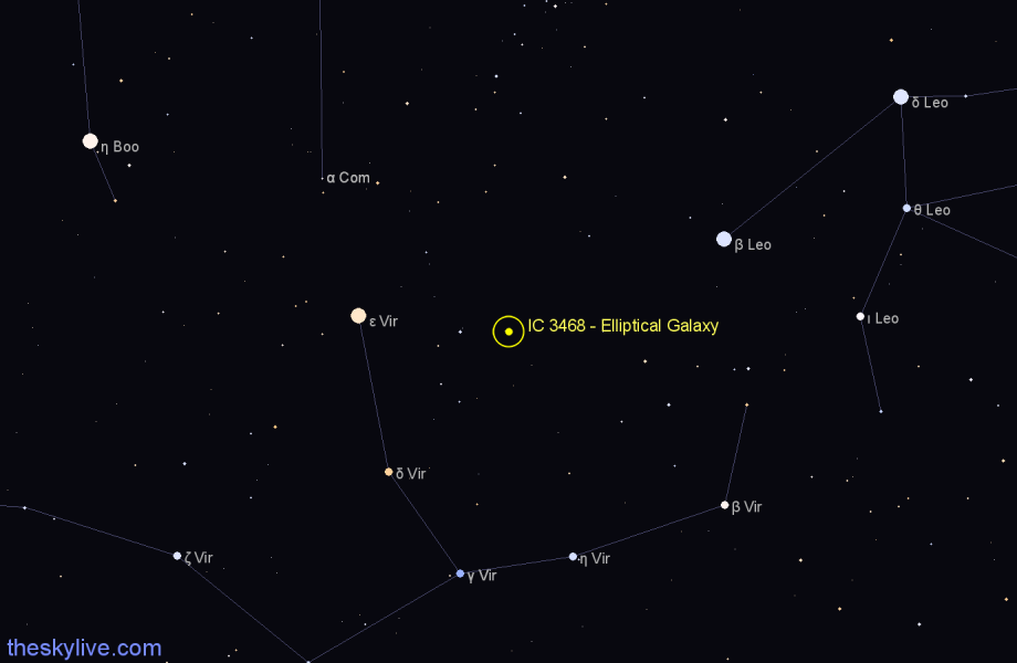 Finder chart IC 3468 - Elliptical Galaxy in Virgo star