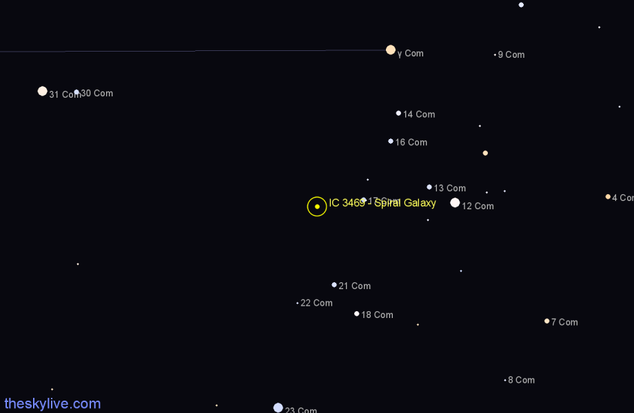 Finder chart IC 3469 - Spiral Galaxy in Coma Berenices star