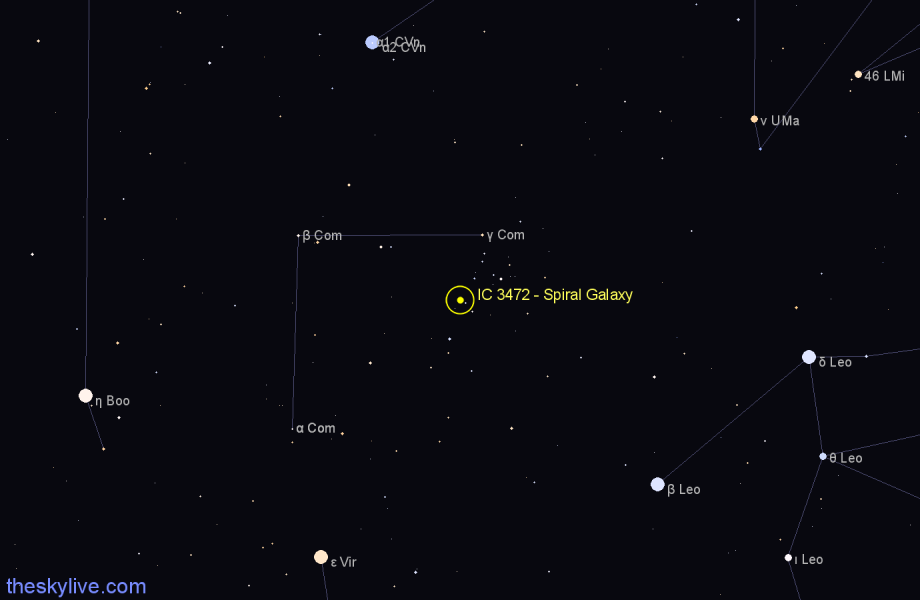 Finder chart IC 3472 - Spiral Galaxy in Coma Berenices star