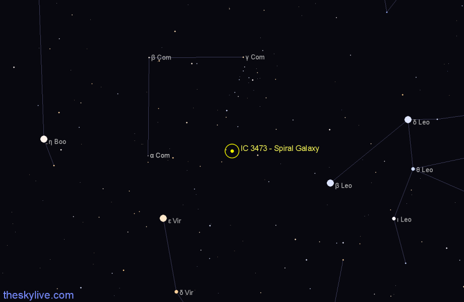 Finder chart IC 3473 - Spiral Galaxy in Coma Berenices star