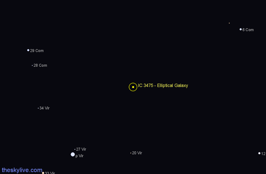 Finder chart IC 3475 - Elliptical Galaxy in Virgo star