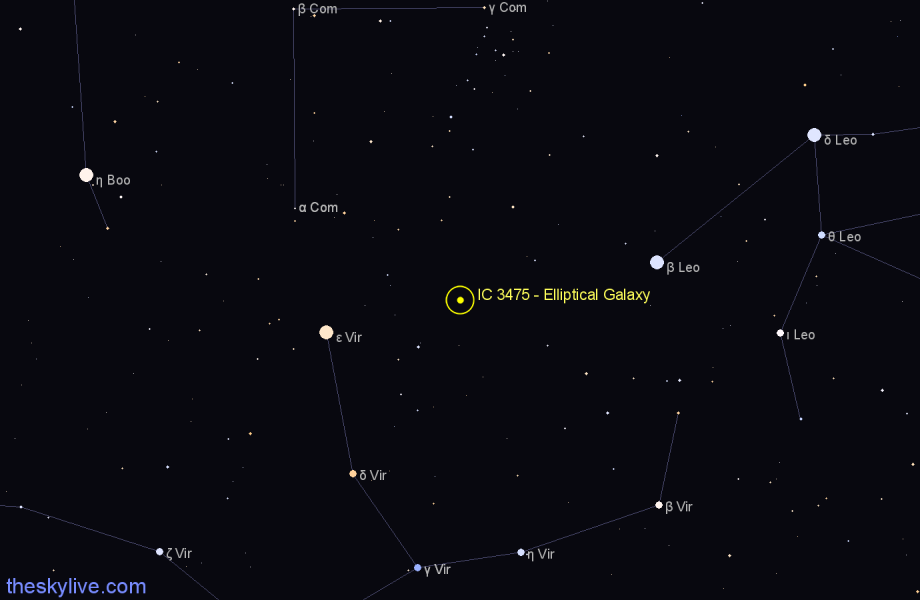 Finder chart IC 3475 - Elliptical Galaxy in Virgo star