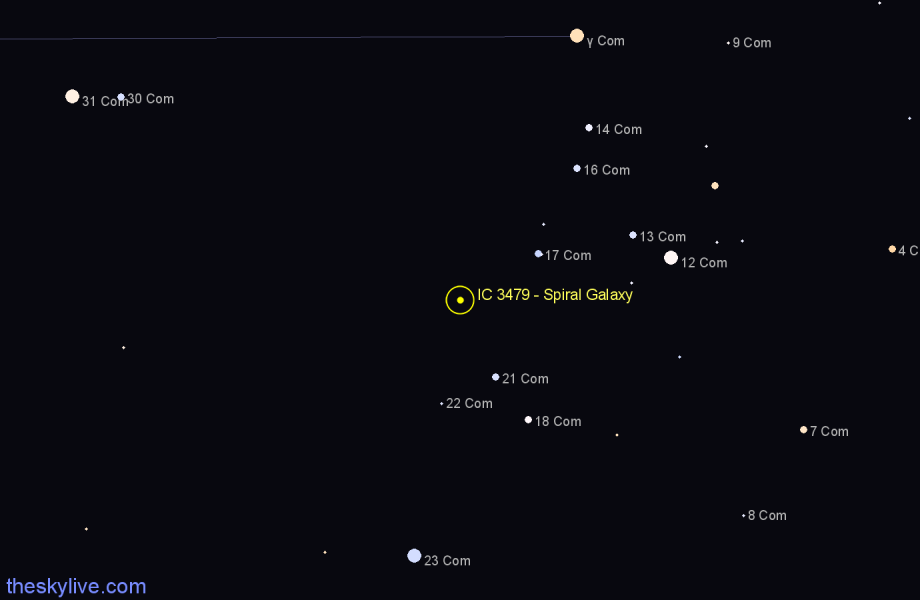 Finder chart IC 3479 - Spiral Galaxy in Coma Berenices star