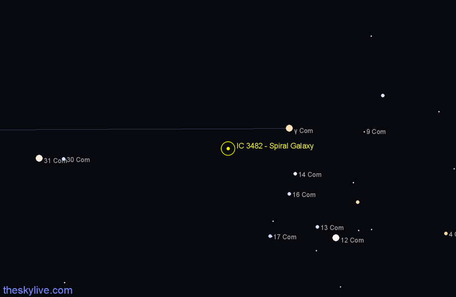 Finder chart IC 3482 - Spiral Galaxy in Coma Berenices star