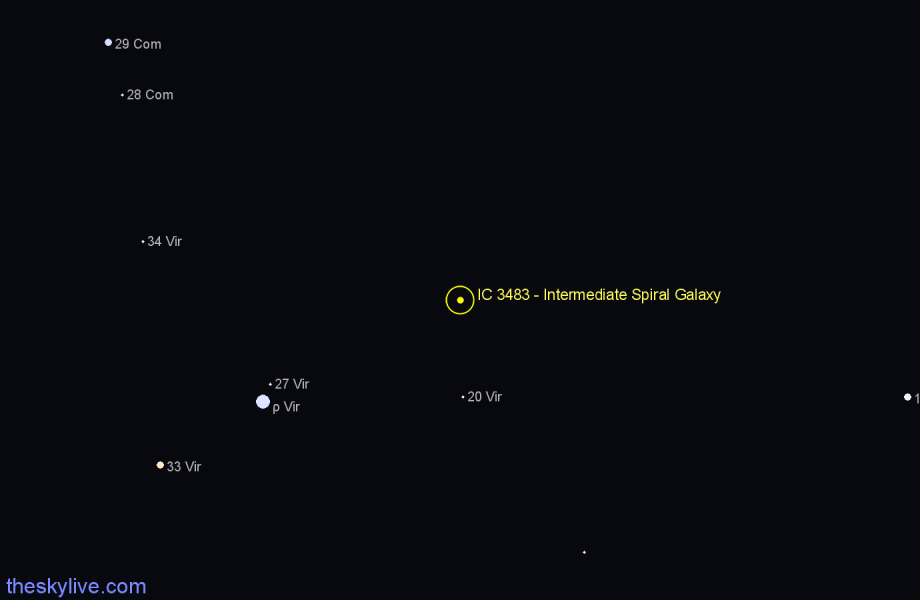 Finder chart IC 3483 - Intermediate Spiral Galaxy in Virgo star