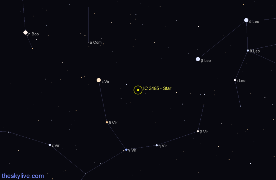 Finder chart IC 3485 - Star in Virgo star