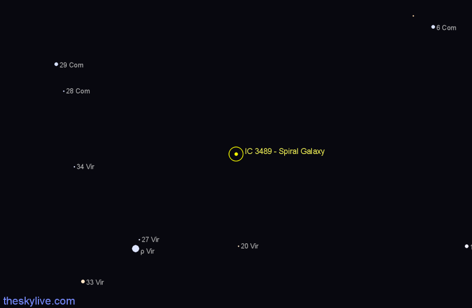 Finder chart IC 3489 - Spiral Galaxy in Virgo star