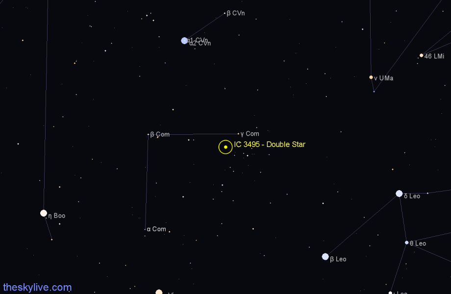 Finder chart IC 3495 - Double Star in Coma Berenices star