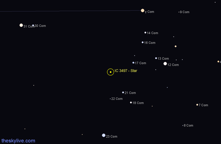 Finder chart IC 3497 - Star in Coma Berenices star