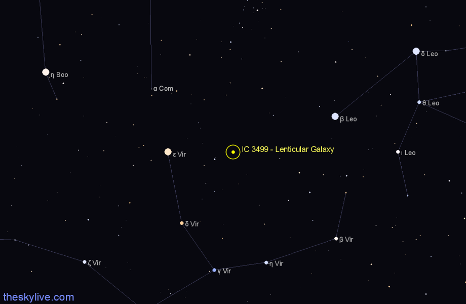 Finder chart IC 3499 - Lenticular Galaxy in Virgo star