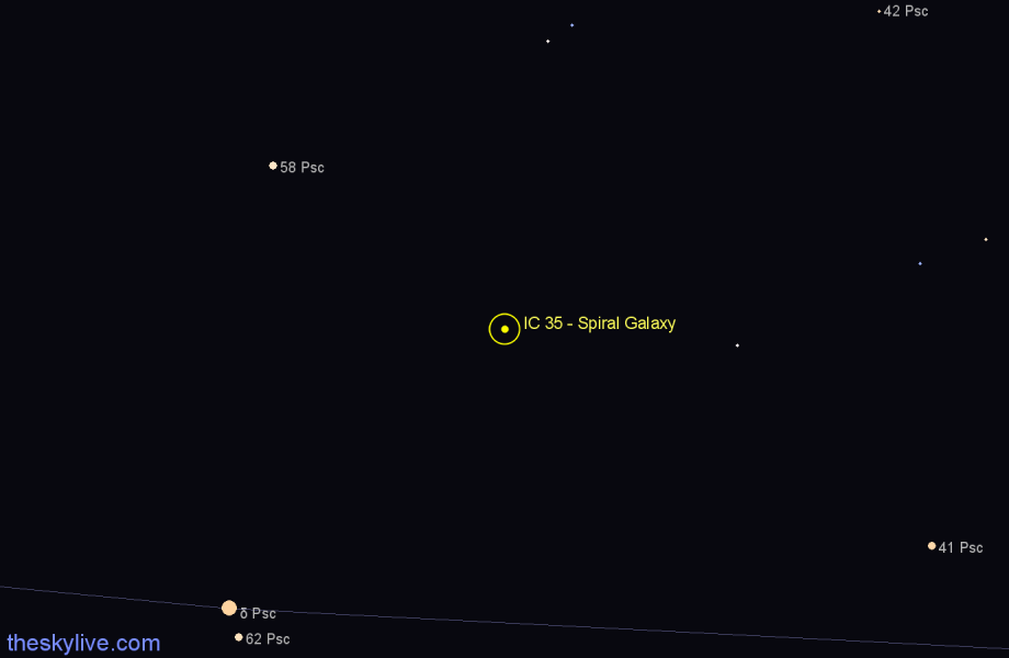 Finder chart IC 35 - Spiral Galaxy in Pisces star