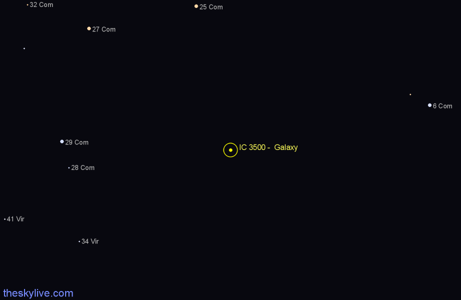 Finder chart IC 3500 - Galaxy in Coma Berenices star