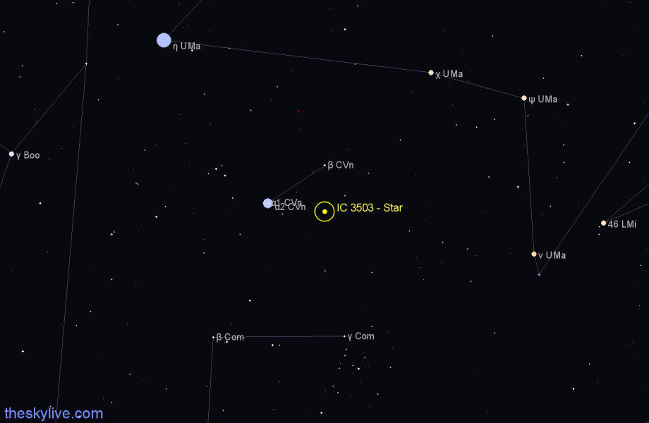 Finder chart IC 3503 - Star in Canes Venatici star