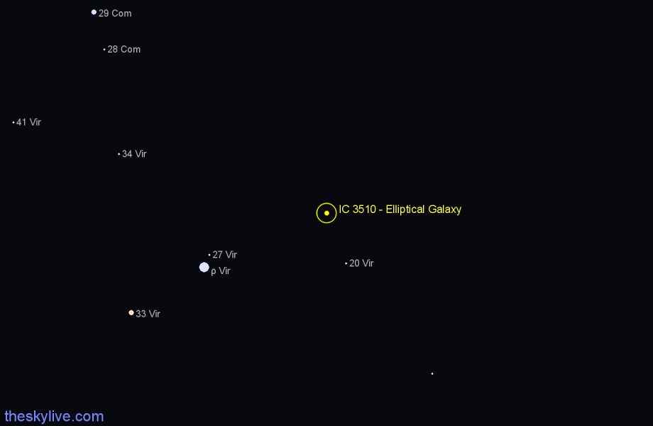 Finder chart IC 3510 - Elliptical Galaxy in Virgo star