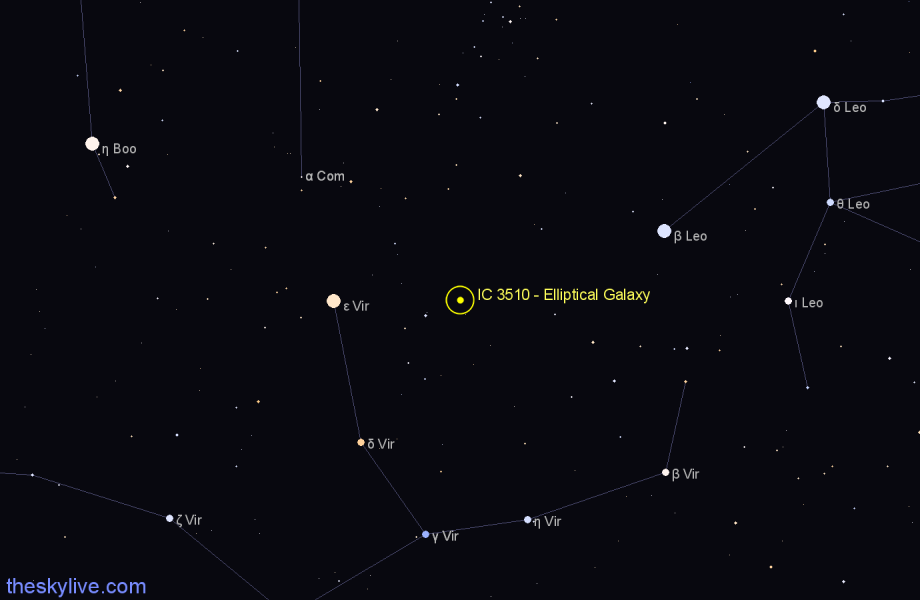 Finder chart IC 3510 - Elliptical Galaxy in Virgo star