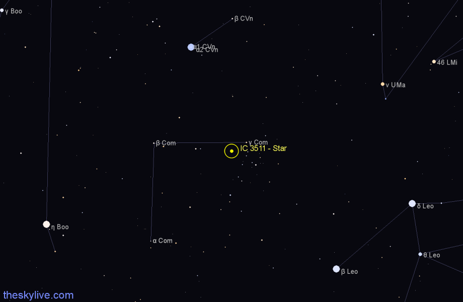 Finder chart IC 3511 - Star in Coma Berenices star