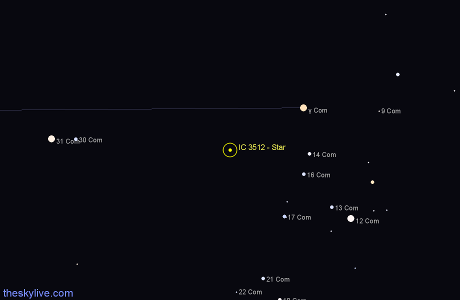 Finder chart IC 3512 - Star in Coma Berenices star