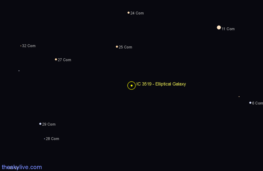 Finder chart IC 3519 - Elliptical Galaxy in Coma Berenices star