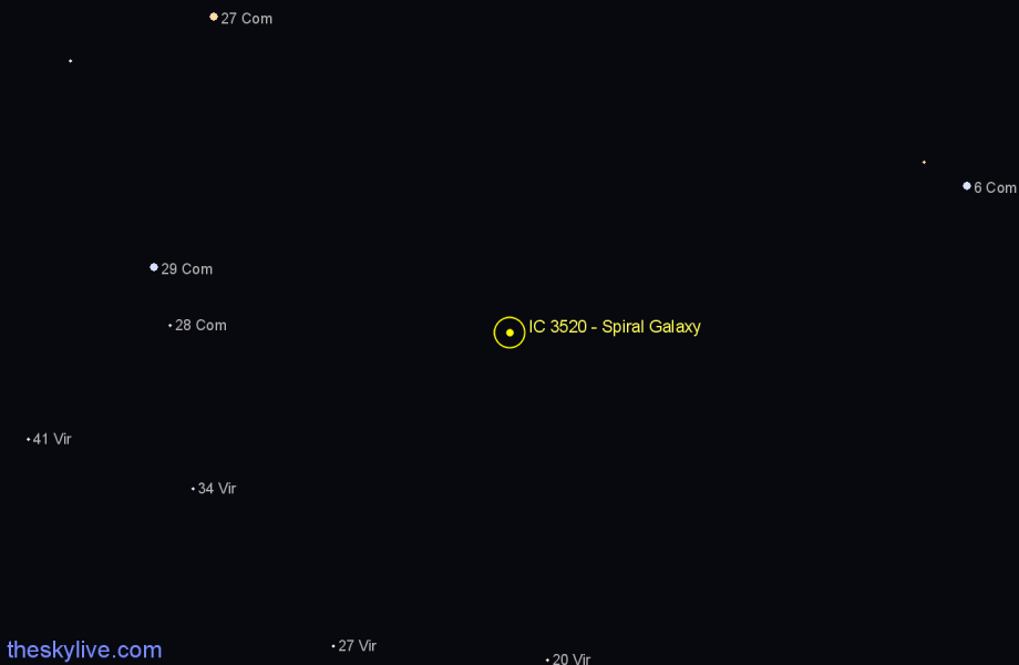 Finder chart IC 3520 - Spiral Galaxy in Coma Berenices star