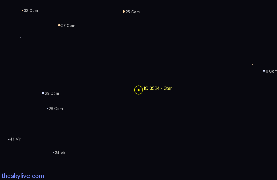 Finder chart IC 3524 - Star in Coma Berenices star