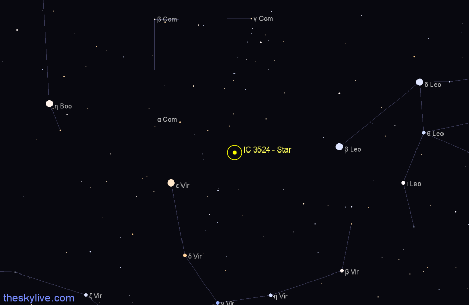 Finder chart IC 3524 - Star in Coma Berenices star