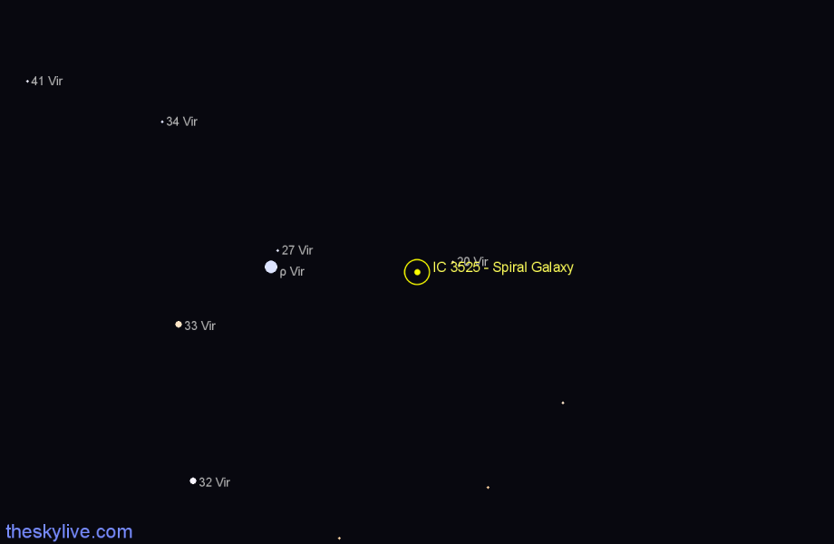Finder chart IC 3525 - Spiral Galaxy in Virgo star