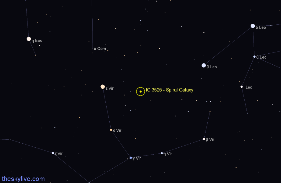 Finder chart IC 3525 - Spiral Galaxy in Virgo star