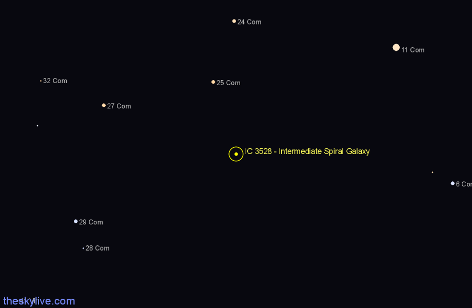 Finder chart IC 3528 - Intermediate Spiral Galaxy in Coma Berenices star