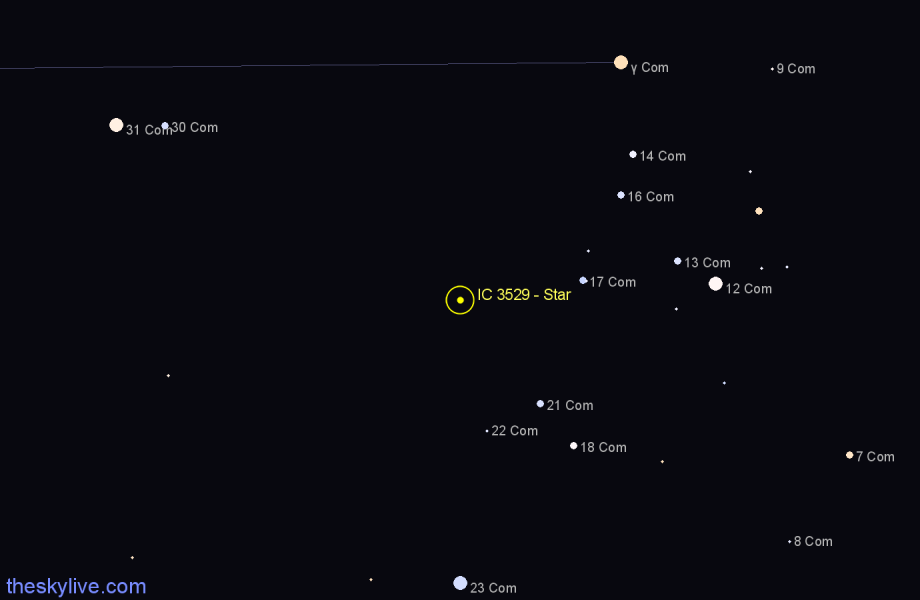 Finder chart IC 3529 - Star in Coma Berenices star