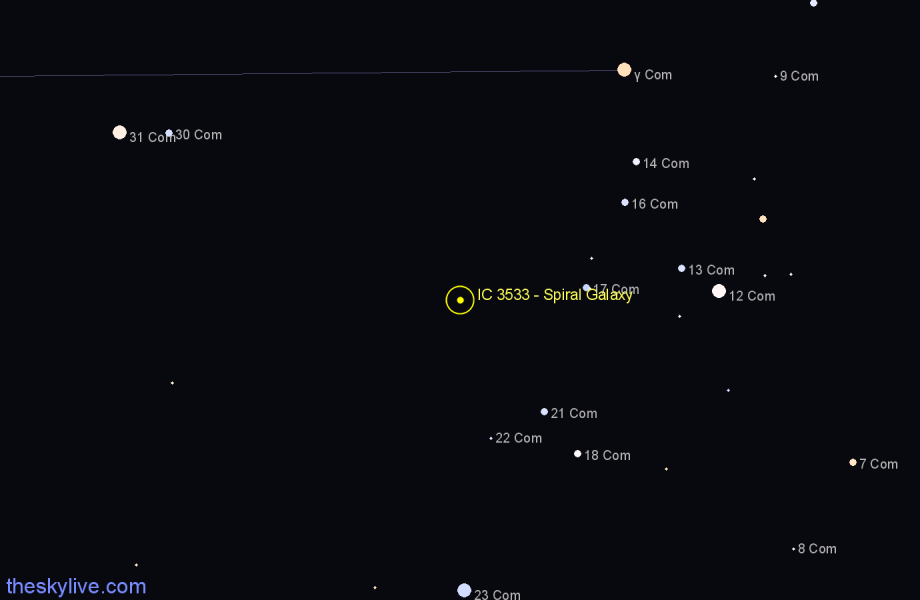 Finder chart IC 3533 - Spiral Galaxy in Coma Berenices star