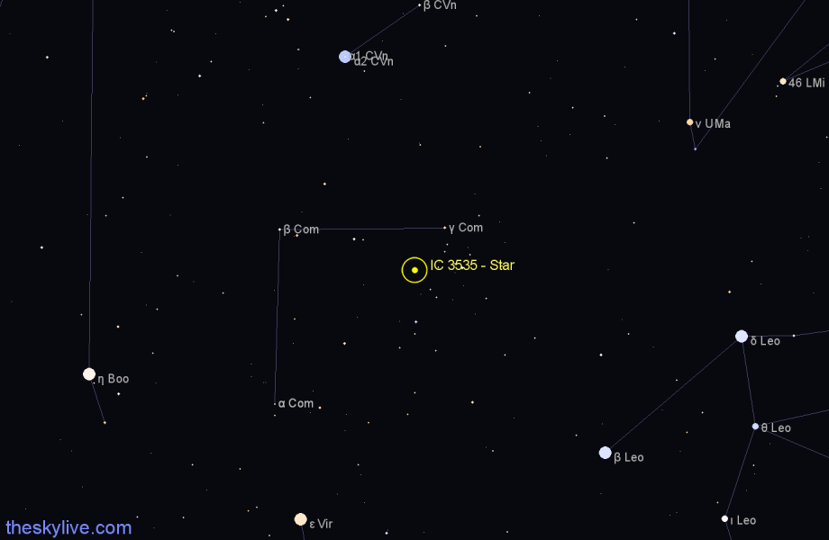 Finder chart IC 3535 - Star in Coma Berenices star