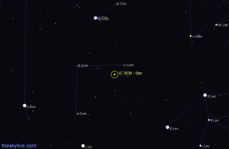 Finder chart IC 3538 - Star in Coma Berenices star