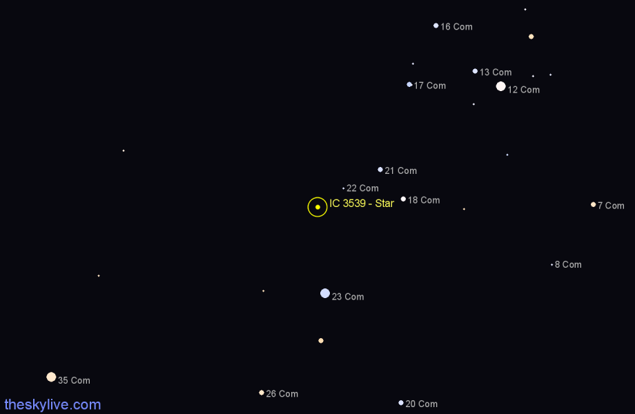 Finder chart IC 3539 - Star in Coma Berenices star