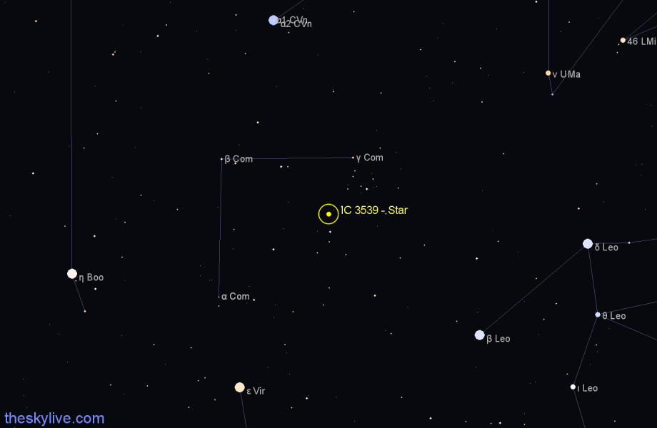 Finder chart IC 3539 - Star in Coma Berenices star