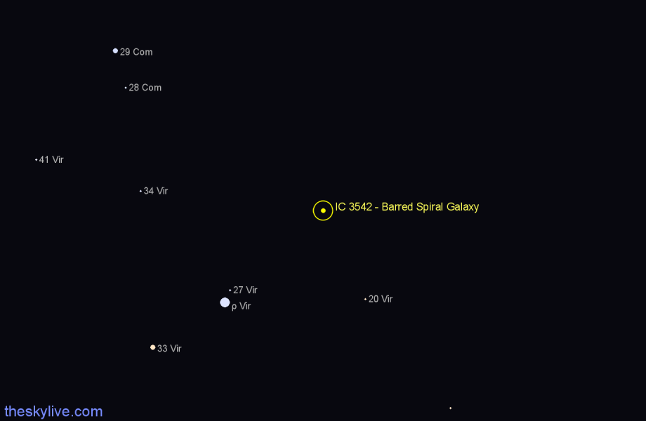 Finder chart IC 3542 - Barred Spiral Galaxy in Virgo star