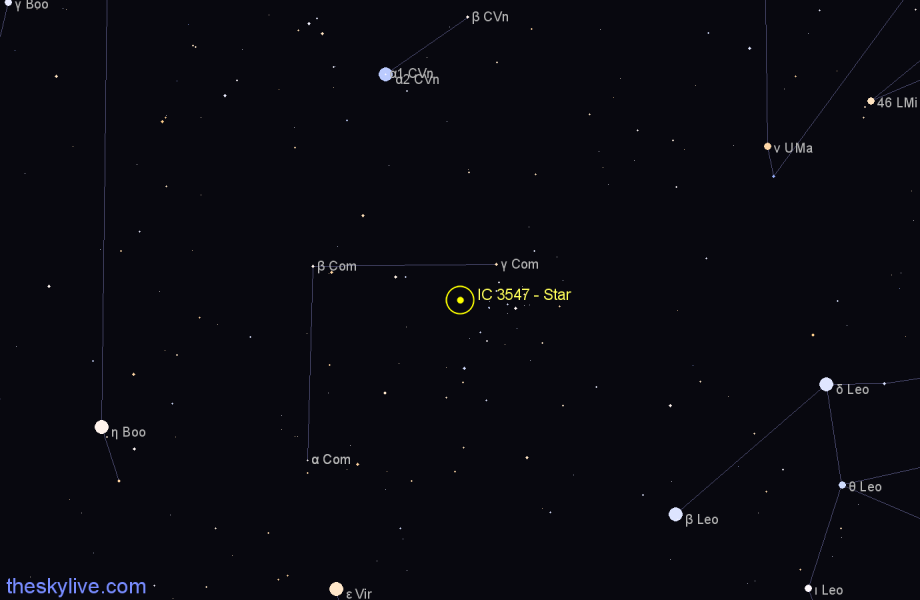 Finder chart IC 3547 - Star in Coma Berenices star