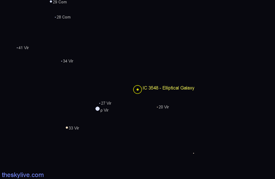 Finder chart IC 3548 - Elliptical Galaxy in Virgo star