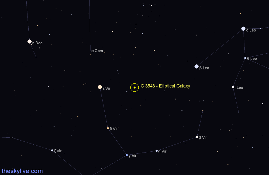 Finder chart IC 3548 - Elliptical Galaxy in Virgo star