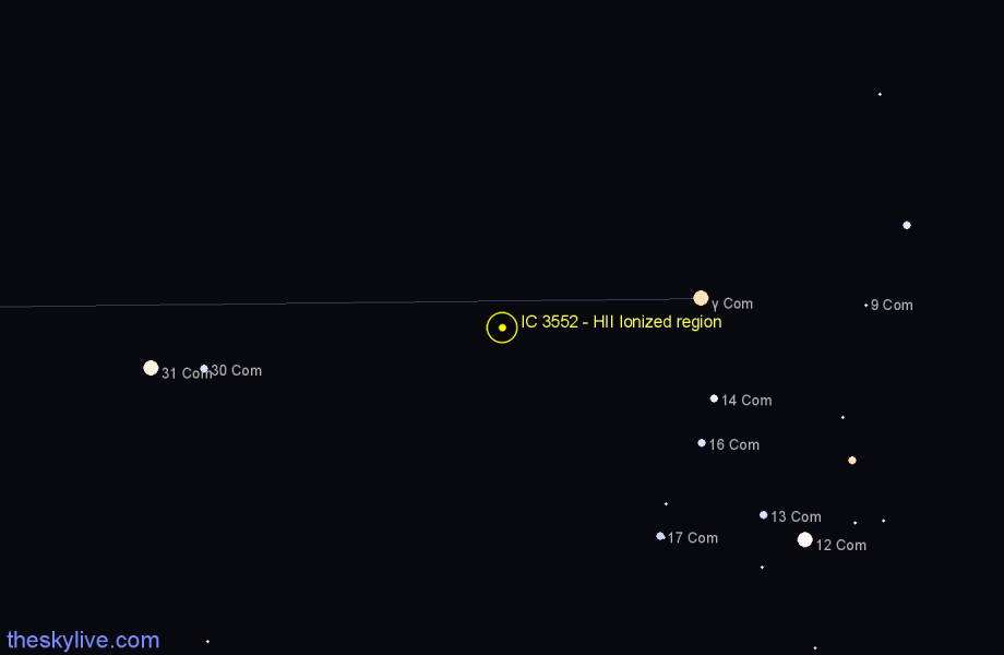 Finder chart IC 3552 - HII Ionized region in Coma Berenices star