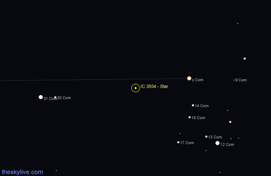 Finder chart IC 3554 - Star in Coma Berenices star