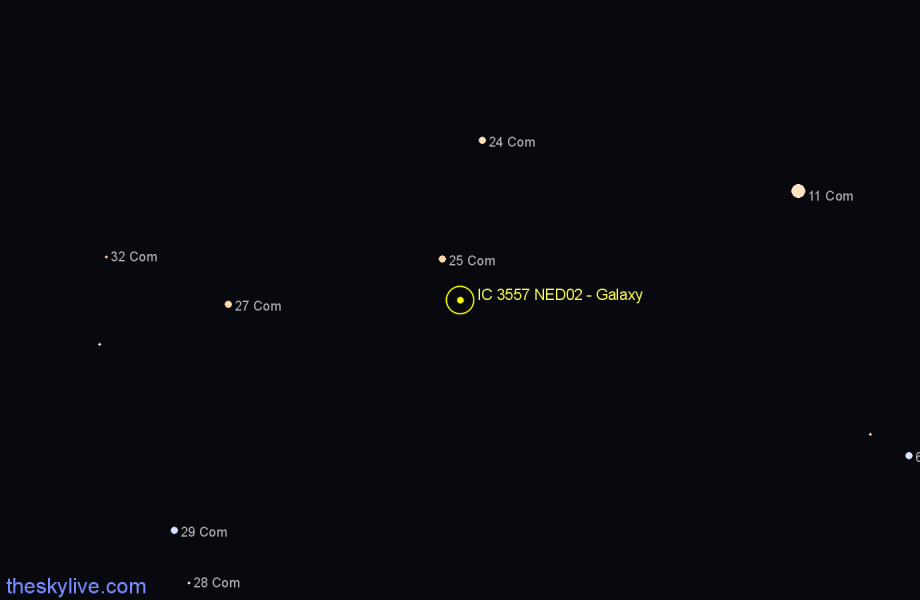 Finder chart IC 3557 NED02 - Galaxy in Coma Berenices star