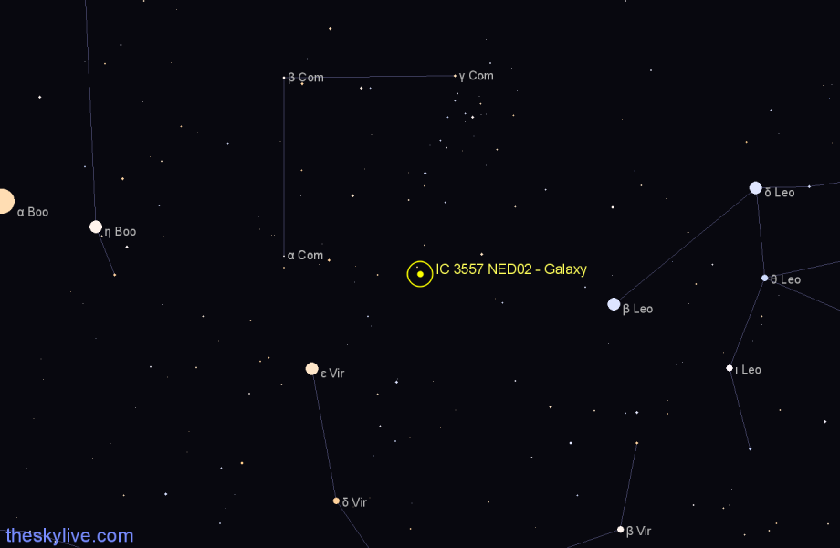 Finder chart IC 3557 NED02 - Galaxy in Coma Berenices star