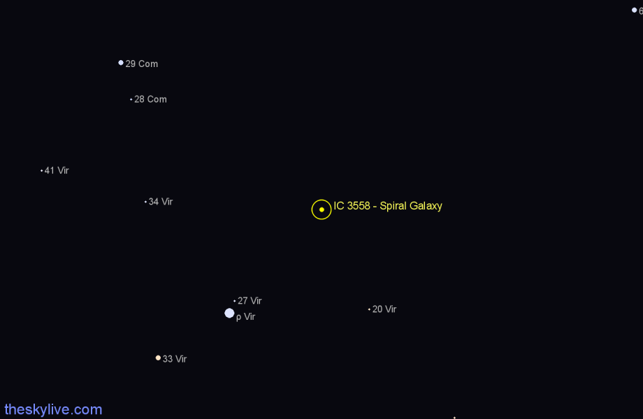 Finder chart IC 3558 - Spiral Galaxy in Virgo star