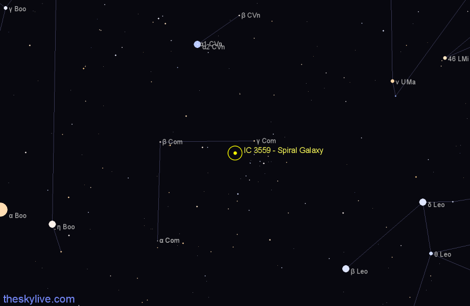 Finder chart IC 3559 - Spiral Galaxy in Coma Berenices star