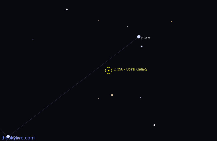 Finder chart IC 356 - Spiral Galaxy in Camelopardalis star