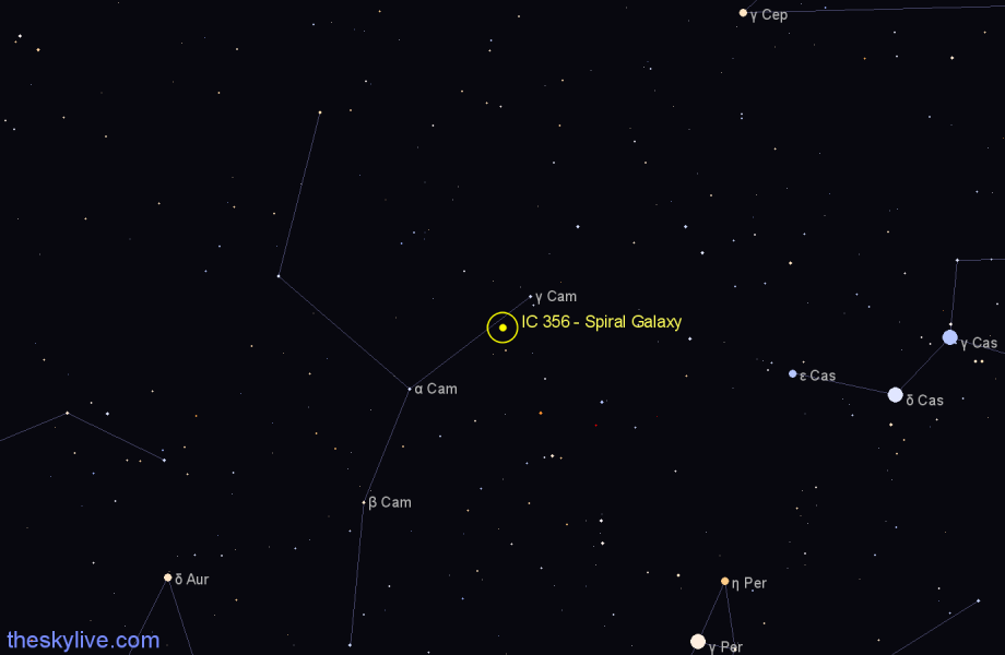 Finder chart IC 356 - Spiral Galaxy in Camelopardalis star